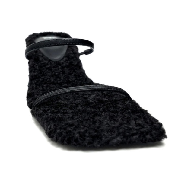 NWT Zara Faux Fur Wedge Sandals • Size 9 (EU40) • Black - Picture 3 of 7
